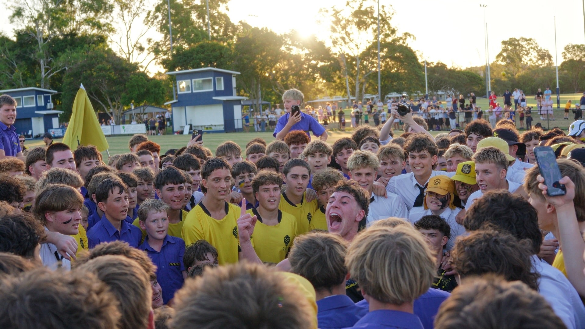 Lauries celebrating their win over Villanova earlier this year. Photo: AFLQ/Nathaniel Cope